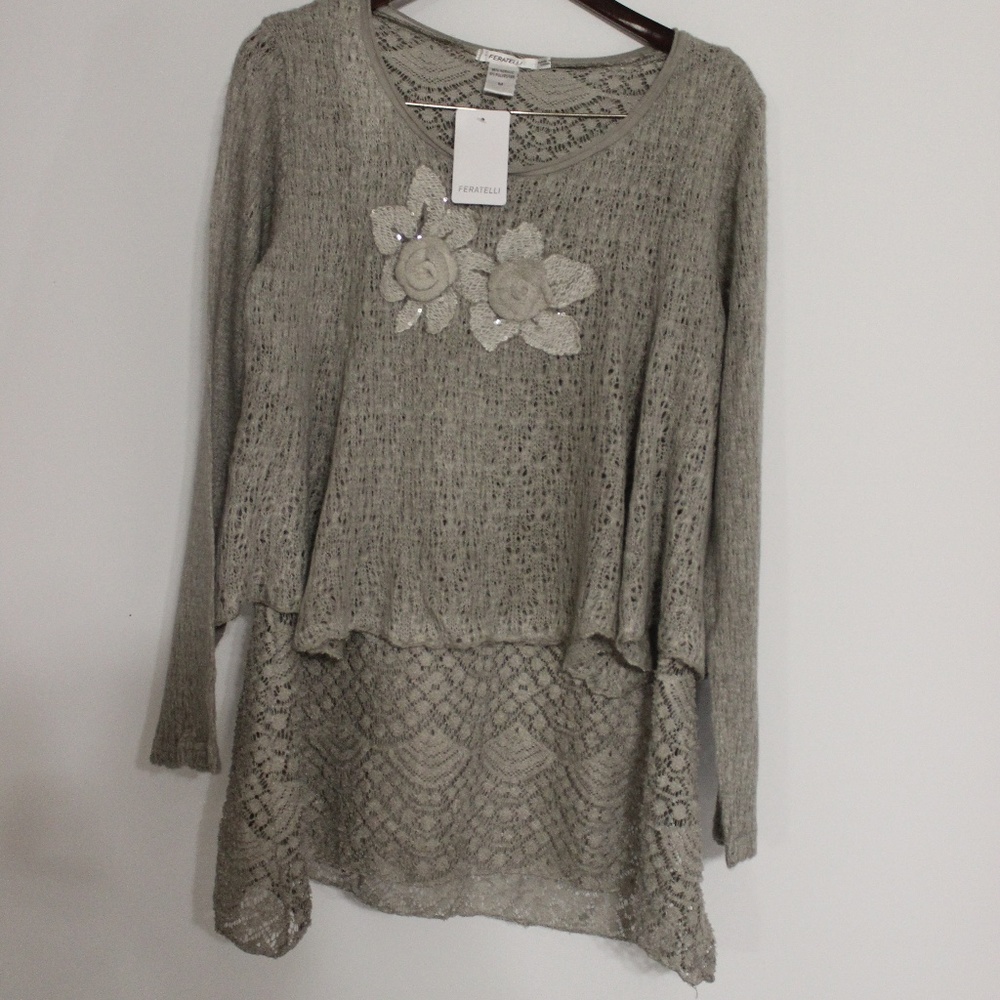 Women's gray sweater by Feratelli size M (New)